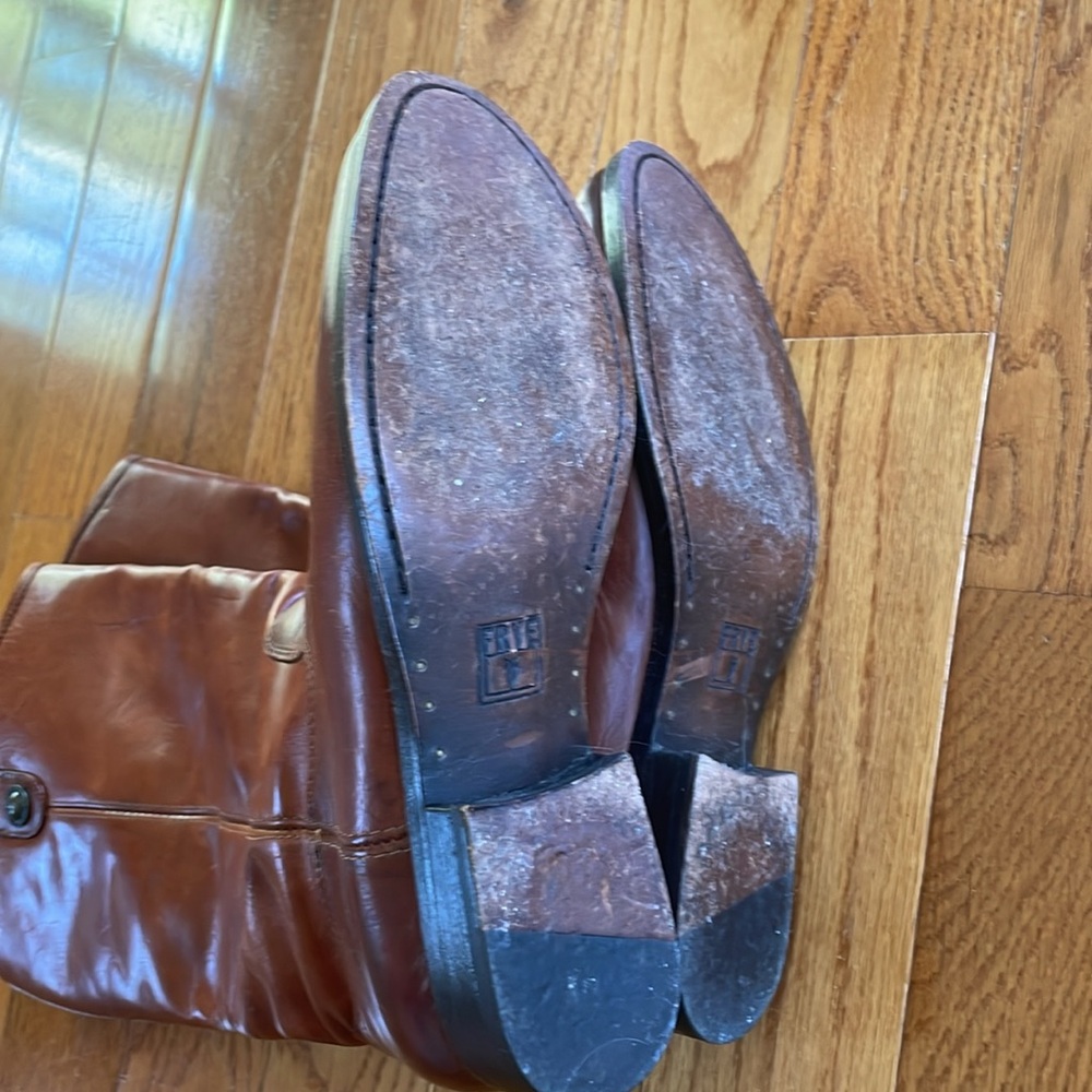 Frye Melissa Button Riding Cognac Leather Pull-On Boots - Picture 6 of 8